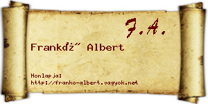 Frankó Albert névjegykártya